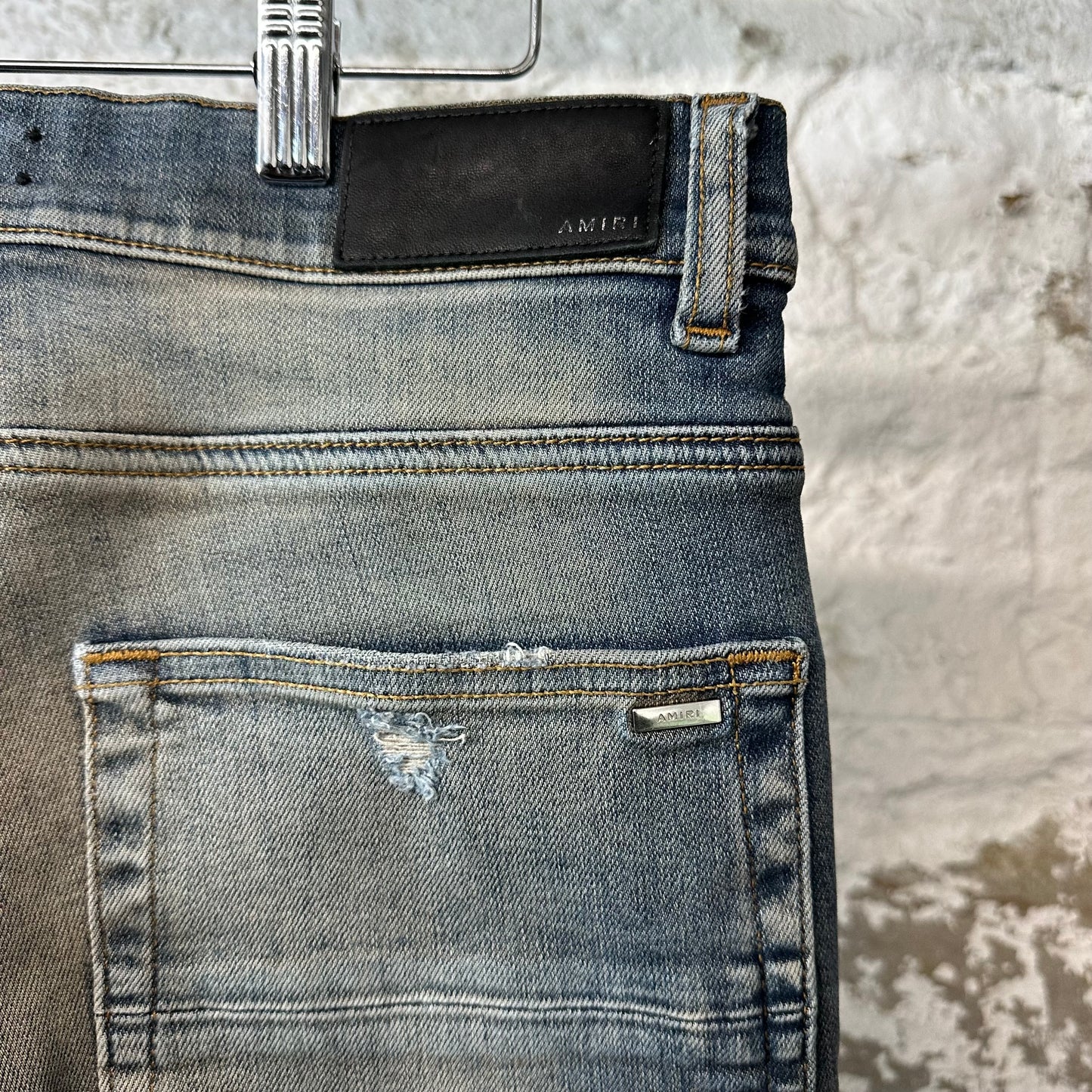 Amiri MX1 Plaid Dirty Blue Denim Jeans Sz 31
