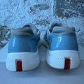 Prada Americas Cup Light Blue Patent Grey White Sneaker Sz 8