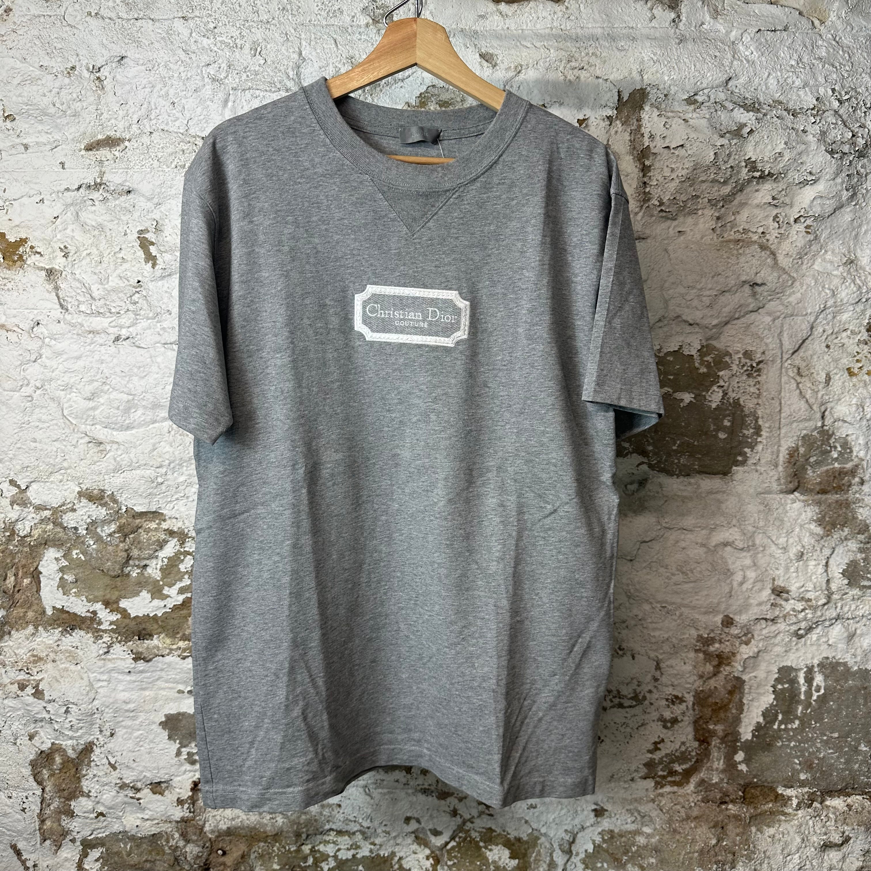 Dior Couture Embroidered Logo T-shirt Grey Sz S