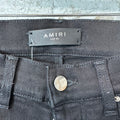 Amiri Black Suede Spell Black Denim Jeans Sz 28