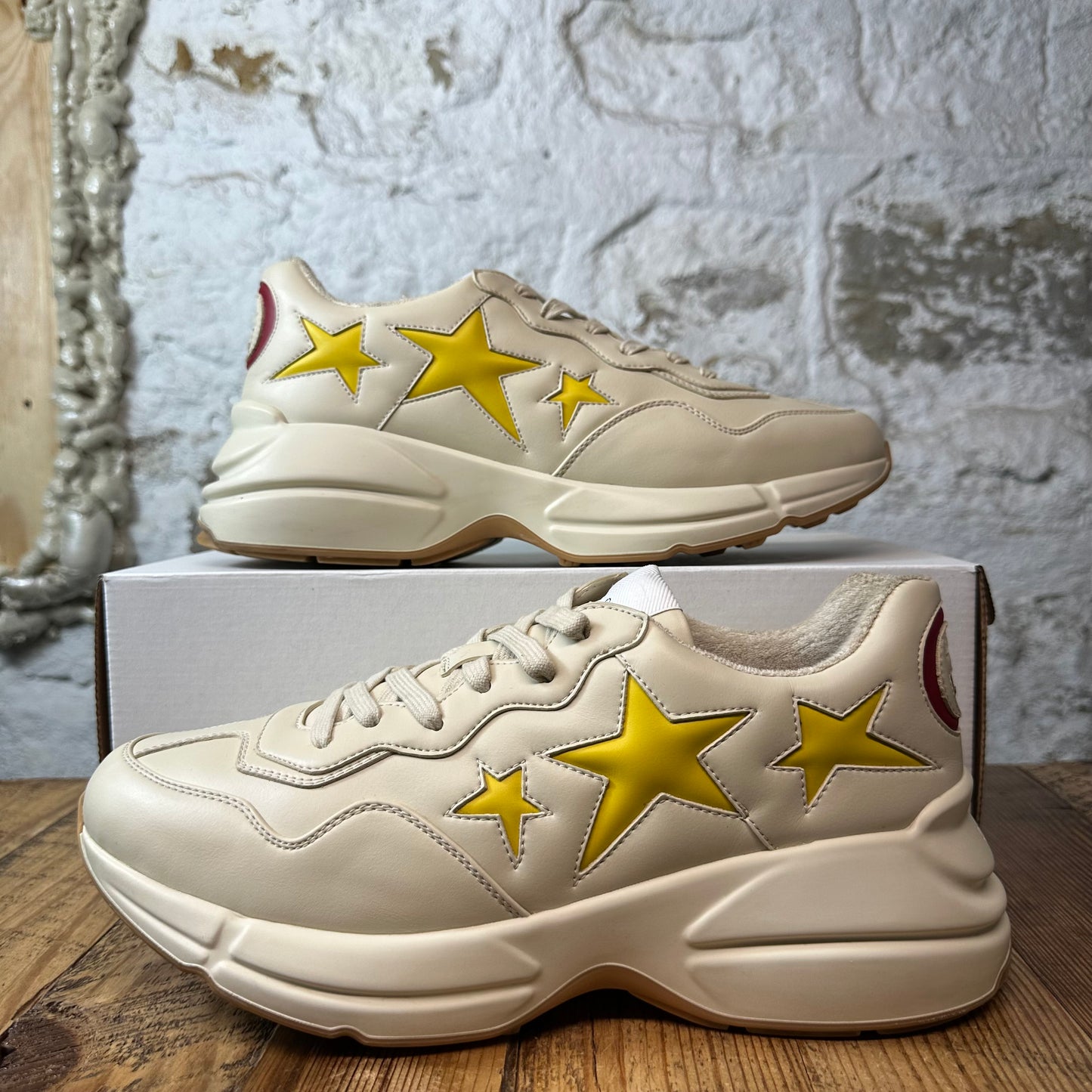Gucci Rhyton Yellow Star Cream Sneaker Sz 9.5