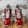 Prada Americas Cup Red Patent Grey White Sneaker Sz 8