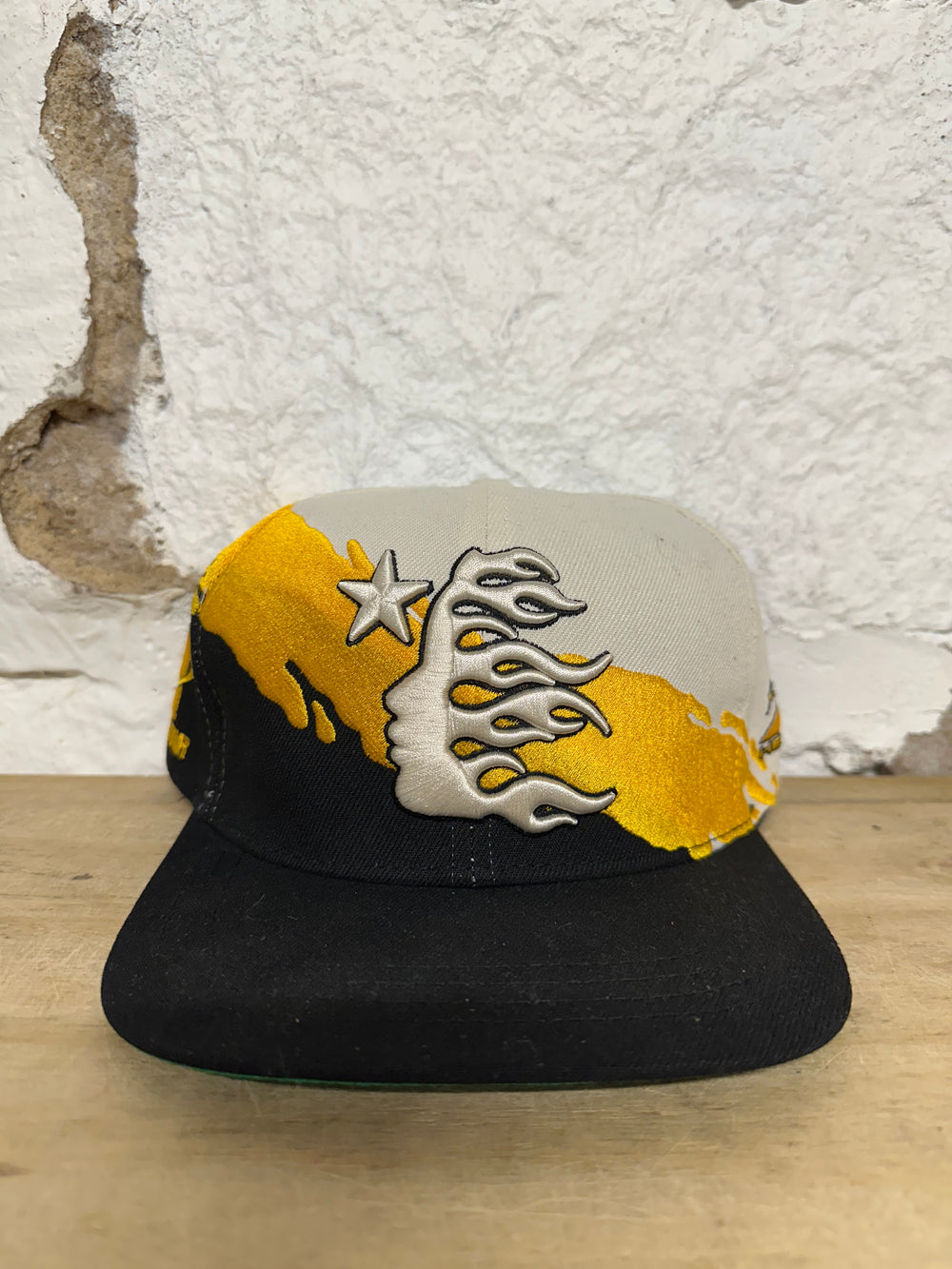 Hellstar Paintbrush Black Yellow Cream Snapback Hat DS