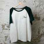 Rhude Cursive Green Baseball  T-shirt White Sz L
