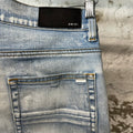Amiri MX1 Camo Patch Light Blue Denim Jeans Sz 32