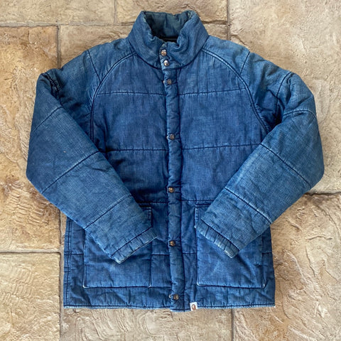 Bape Blue Denim Puffer Jacket Sz S