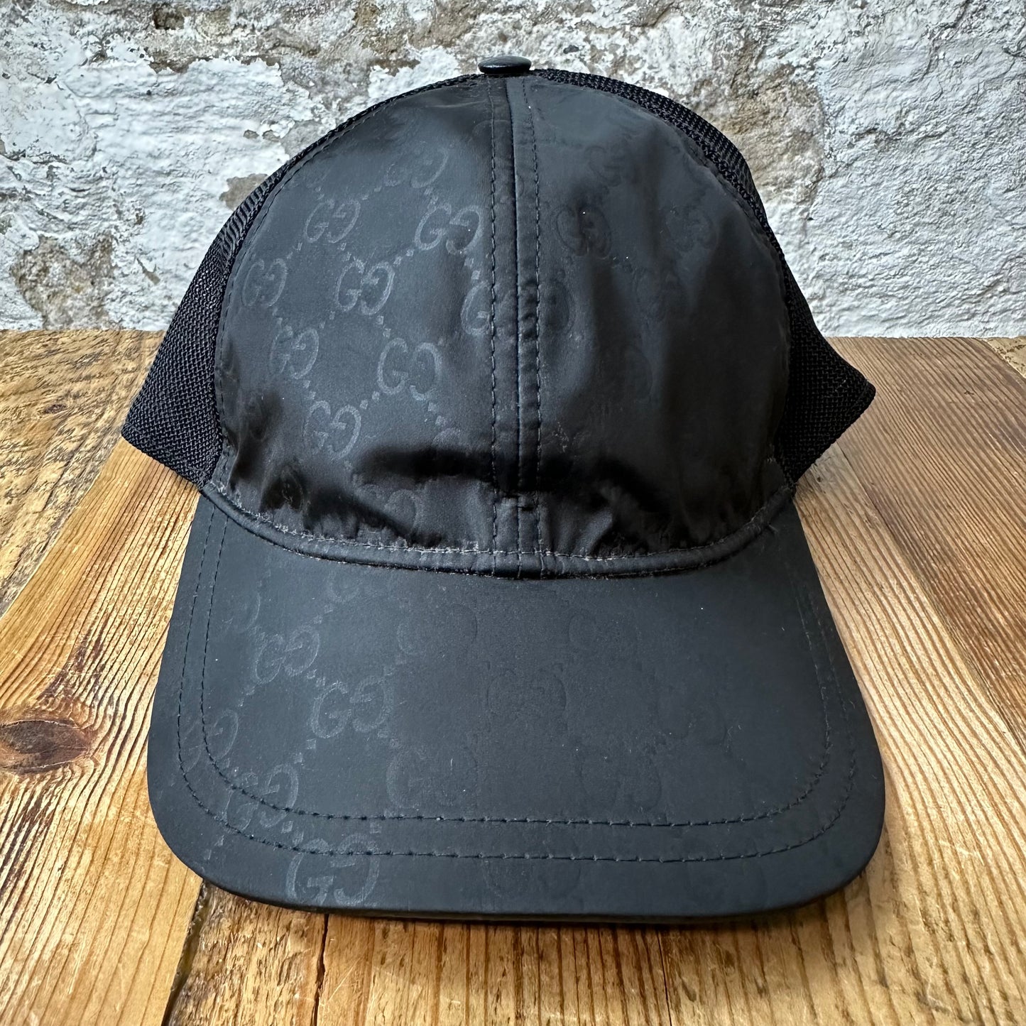 Gucci GG Monogram Black Nylon Hat Sz XL