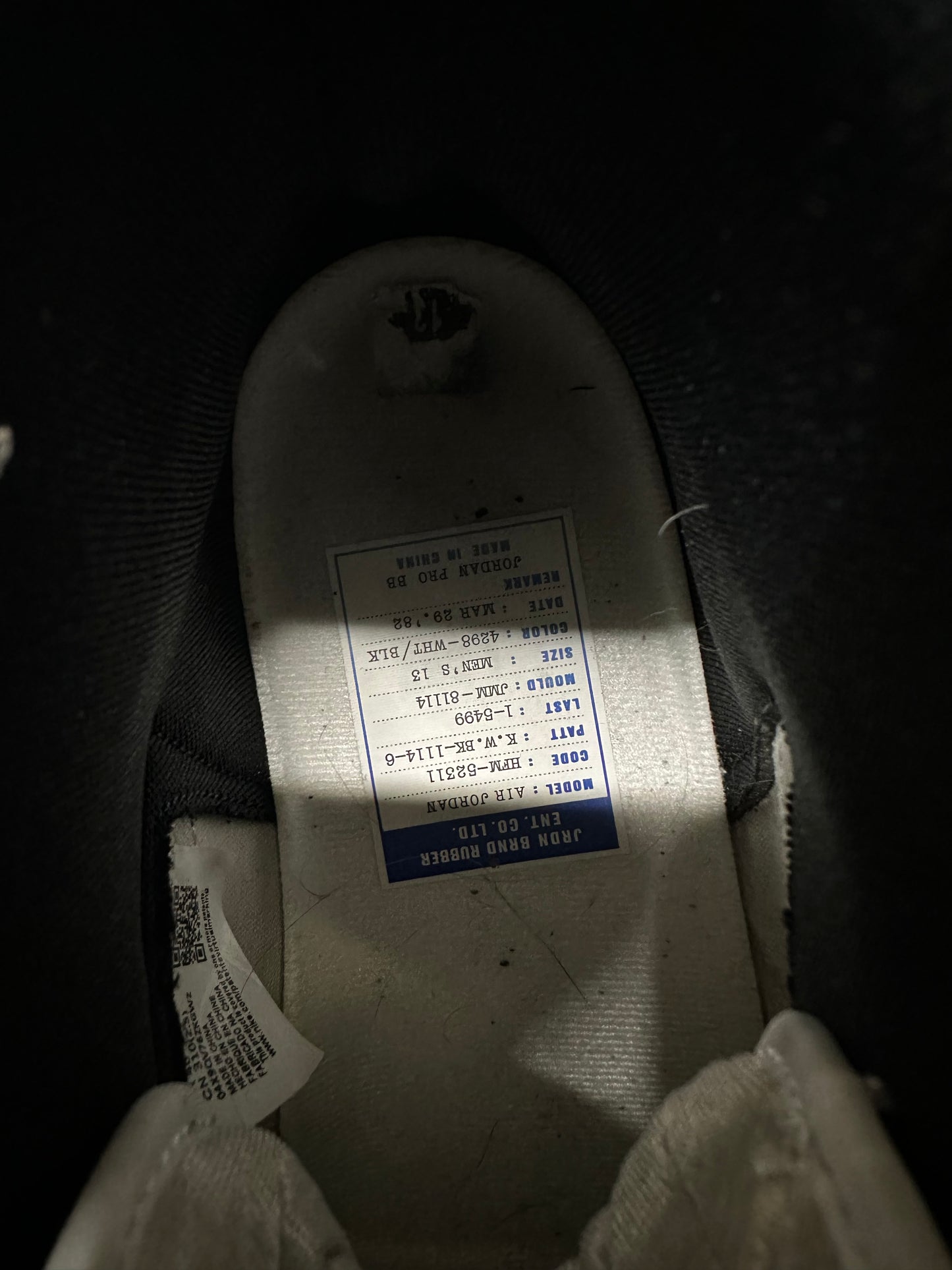 Air Jordan 1 Black White 85 Sz 13