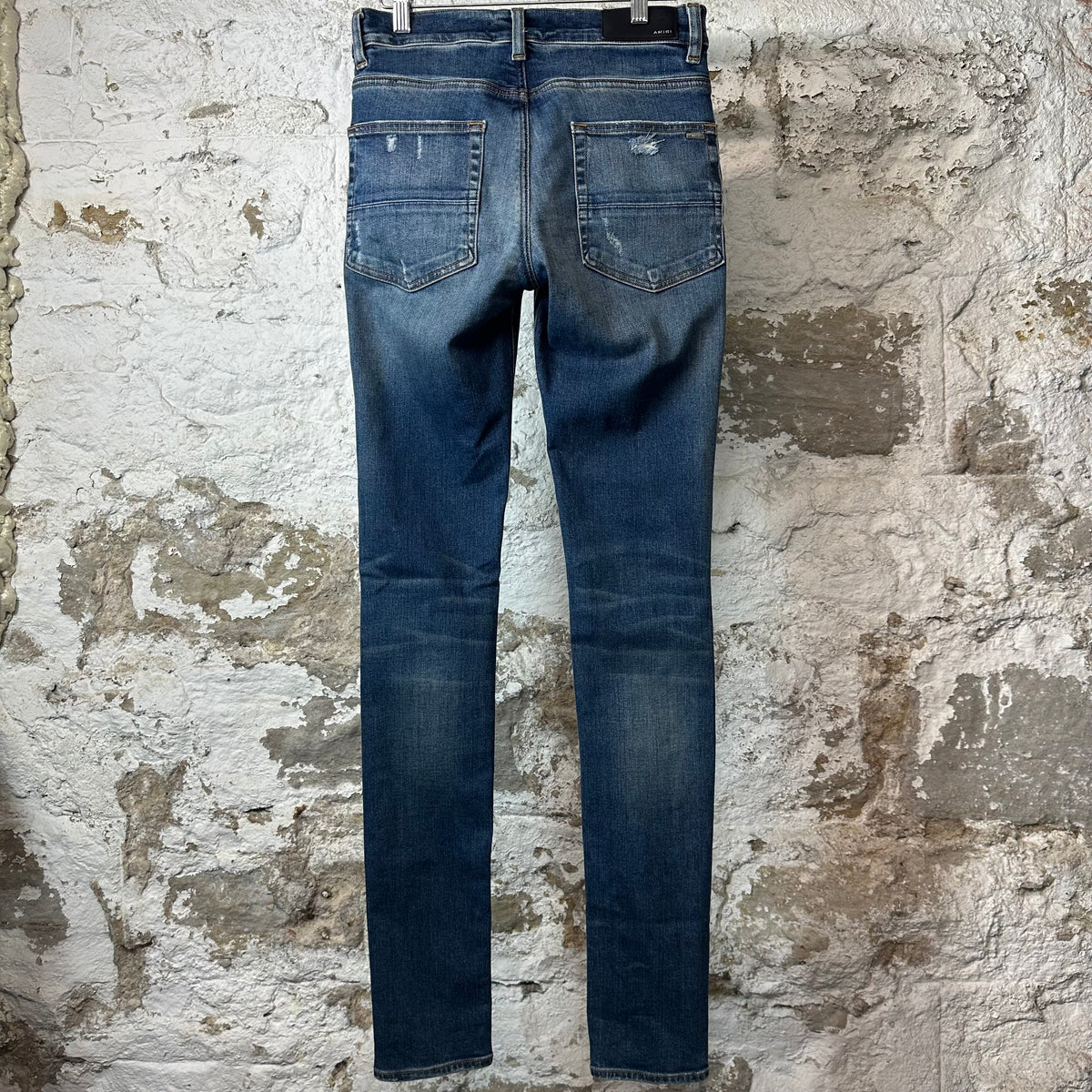 Amiri MX1 Blue Plaid Flannel Dark Blue Denim Jeans Sz 29