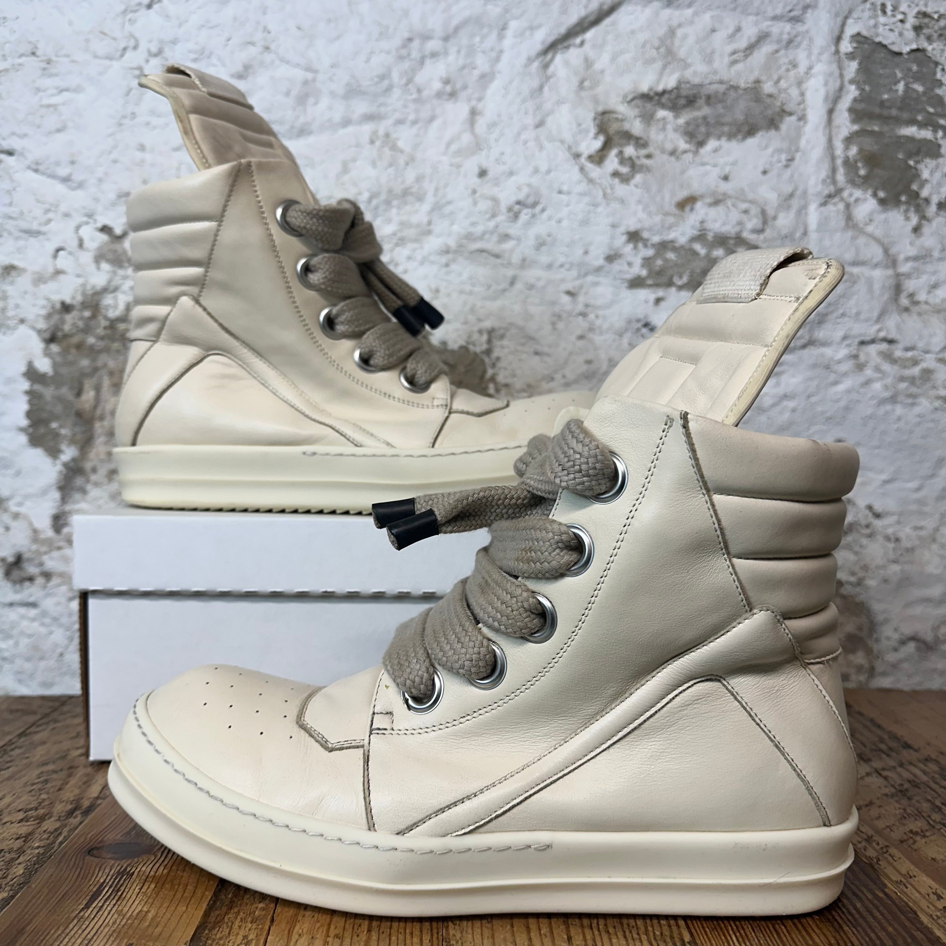 Rick Owens High Geobasket Jumbo Lace Milk Sneaker Sz 10.5 (43.5)