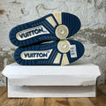 Louis Vuitton Blue Denim Monogram White Trainer Sneaker Sz 7 (40)