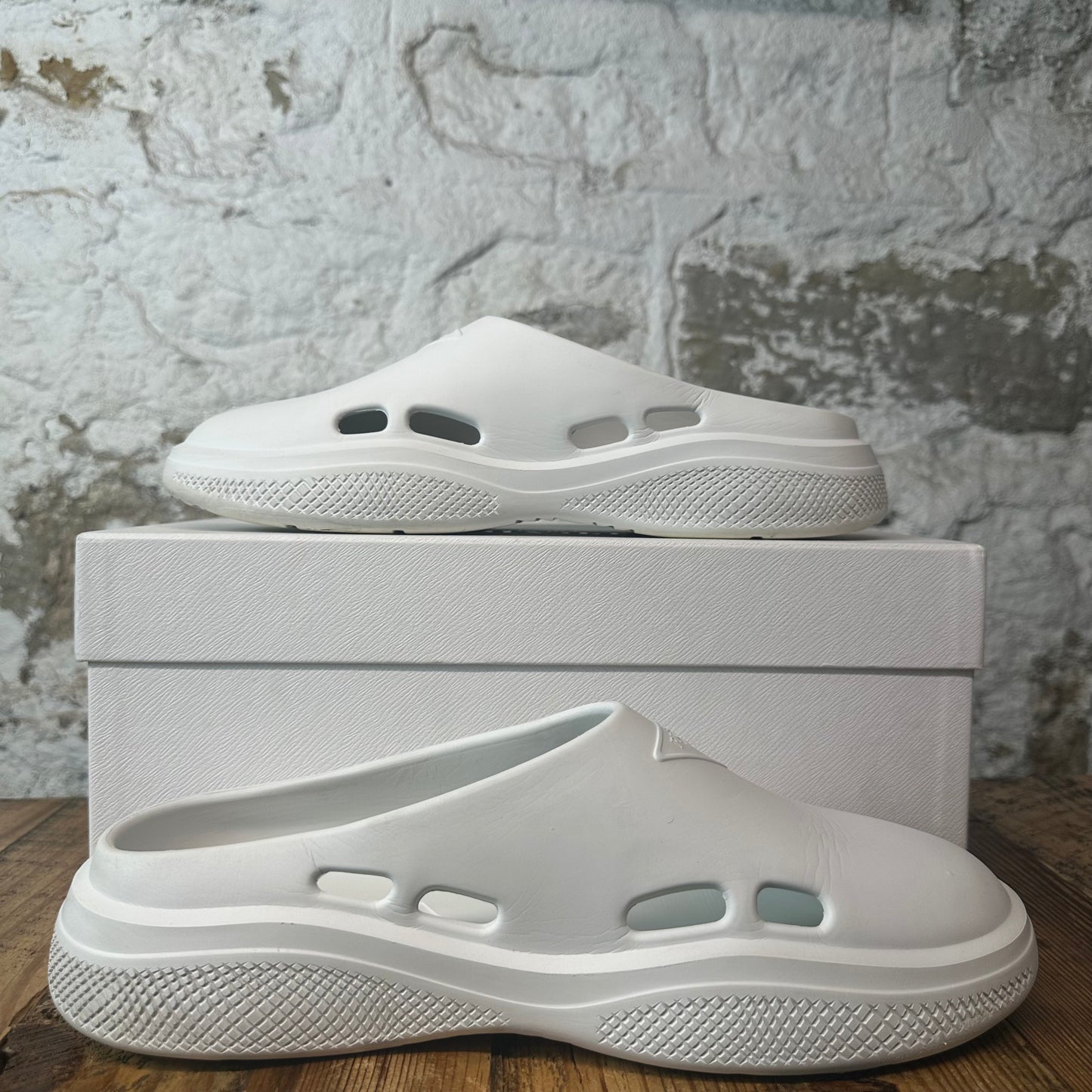 Prada Mellow White Rubber Mule Sz 12