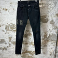 Amiri MX1 Camo Spell Black Denim Jeans Sz 32