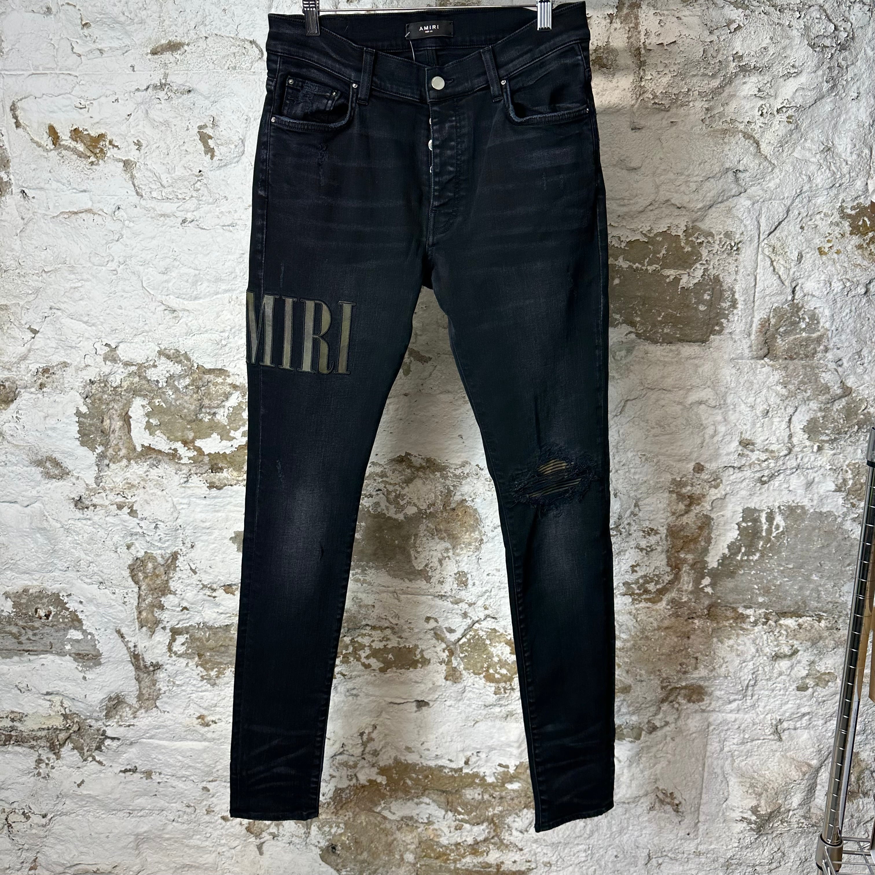 Amiri MX1 Camo Spell Black Denim Jeans Sz 32