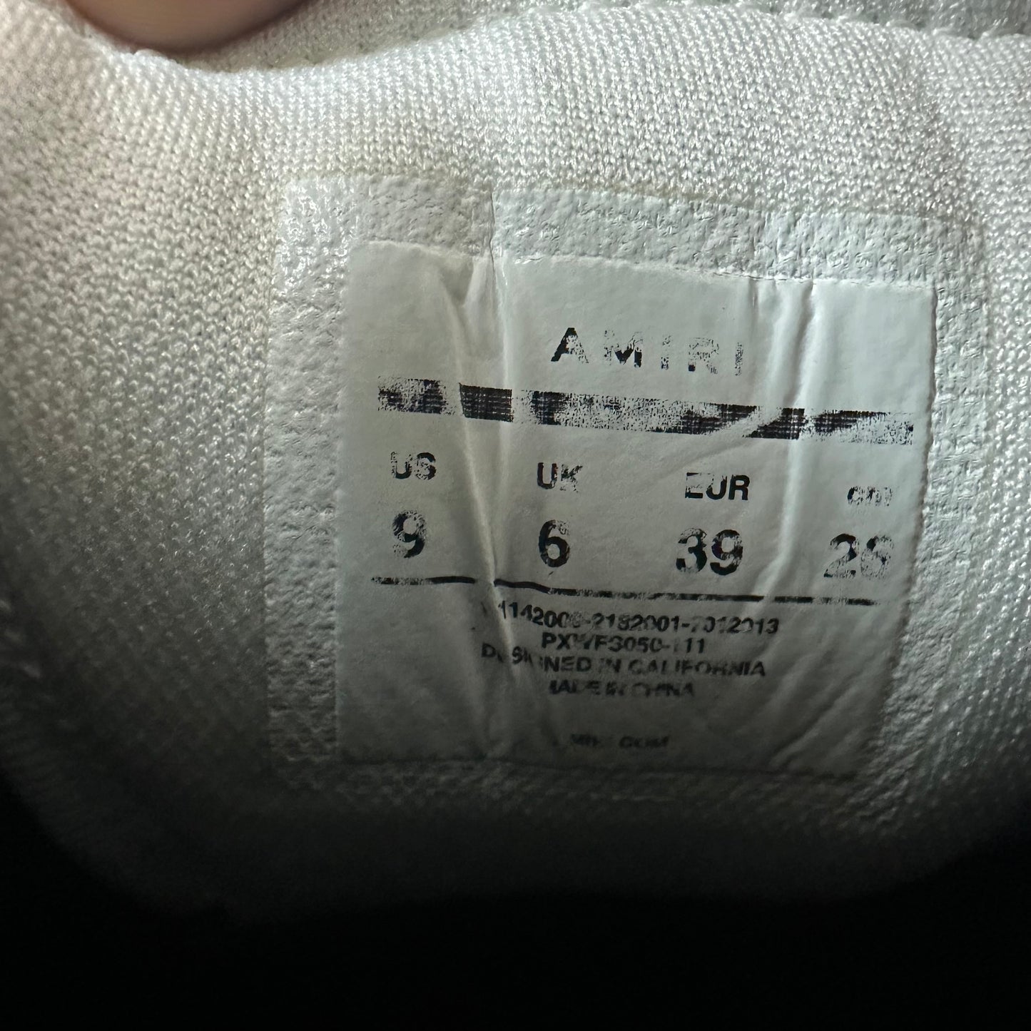Amiri Black Skeleton White Cream Sneaker Sz 6.5 (39)