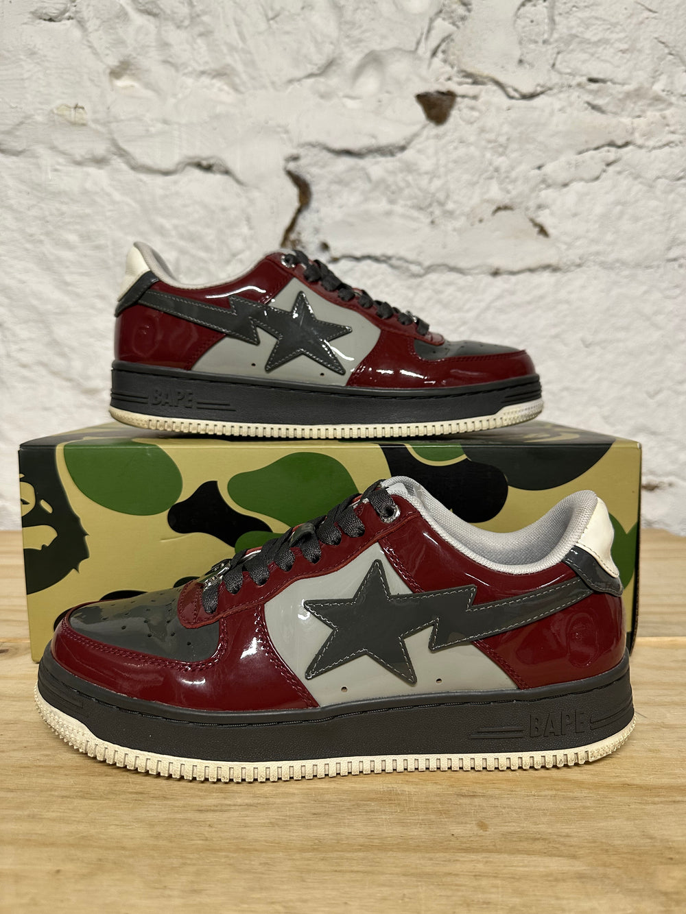 Bape Bapesta Nostalgic Burgundy Grey Sz 8.5