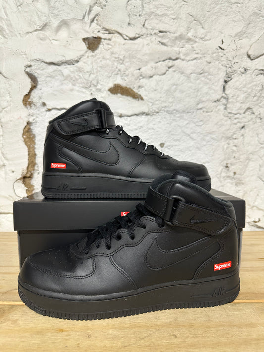 Nike Air Force 1 Mid Supreme Black Sz 9