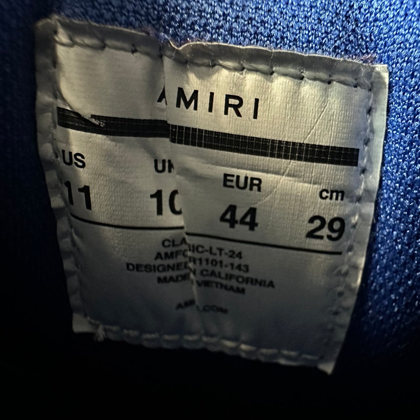 Amiri Classic Logo Blue White Sneaker Sz 11 (44)
