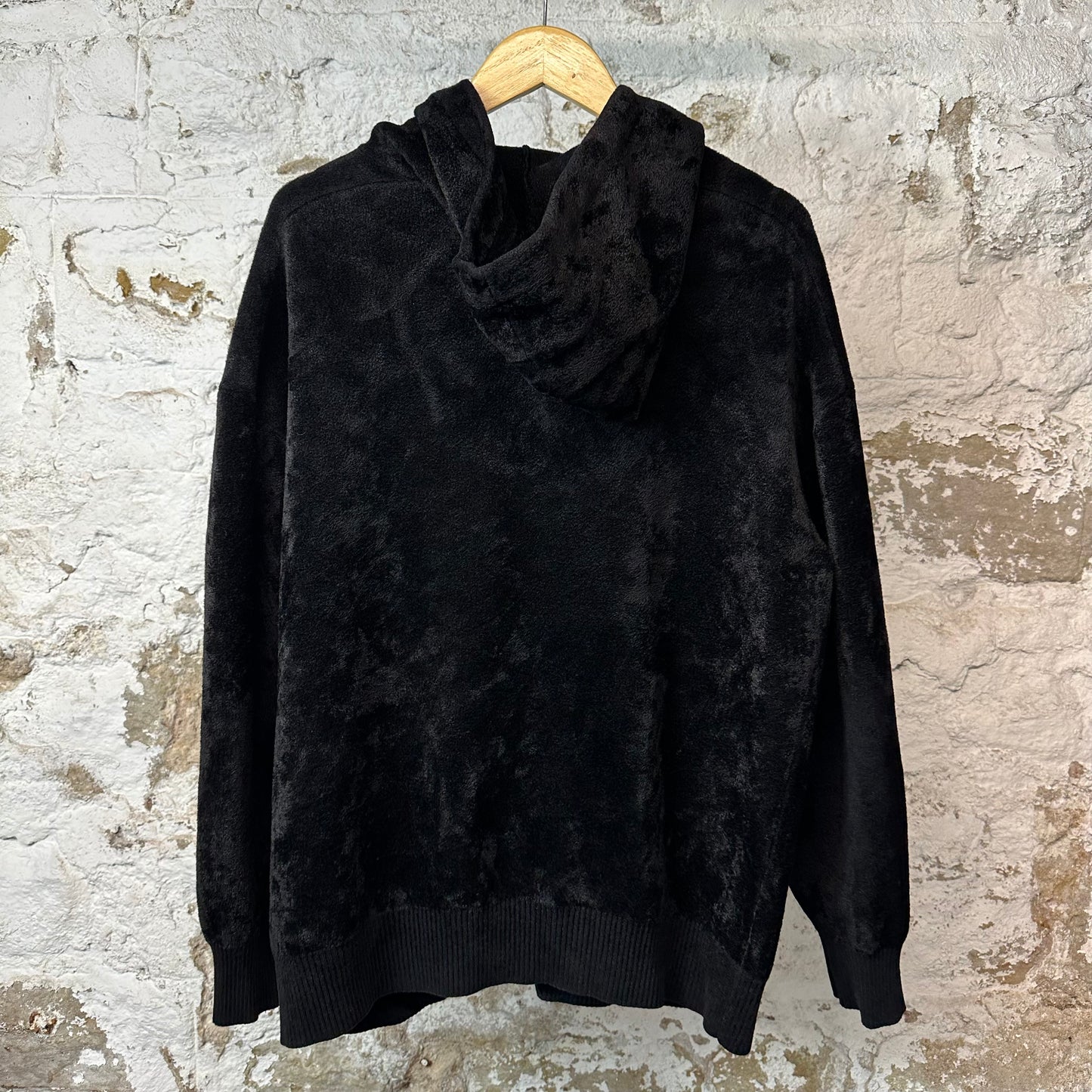 Givenchy Black Spellout Zip Up Velour Hoodie Sz S
