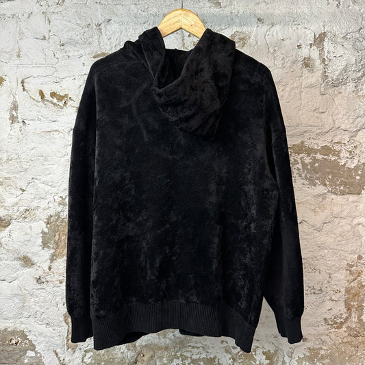 Givenchy Black Spellout Zip Up Velour Hoodie Sz S