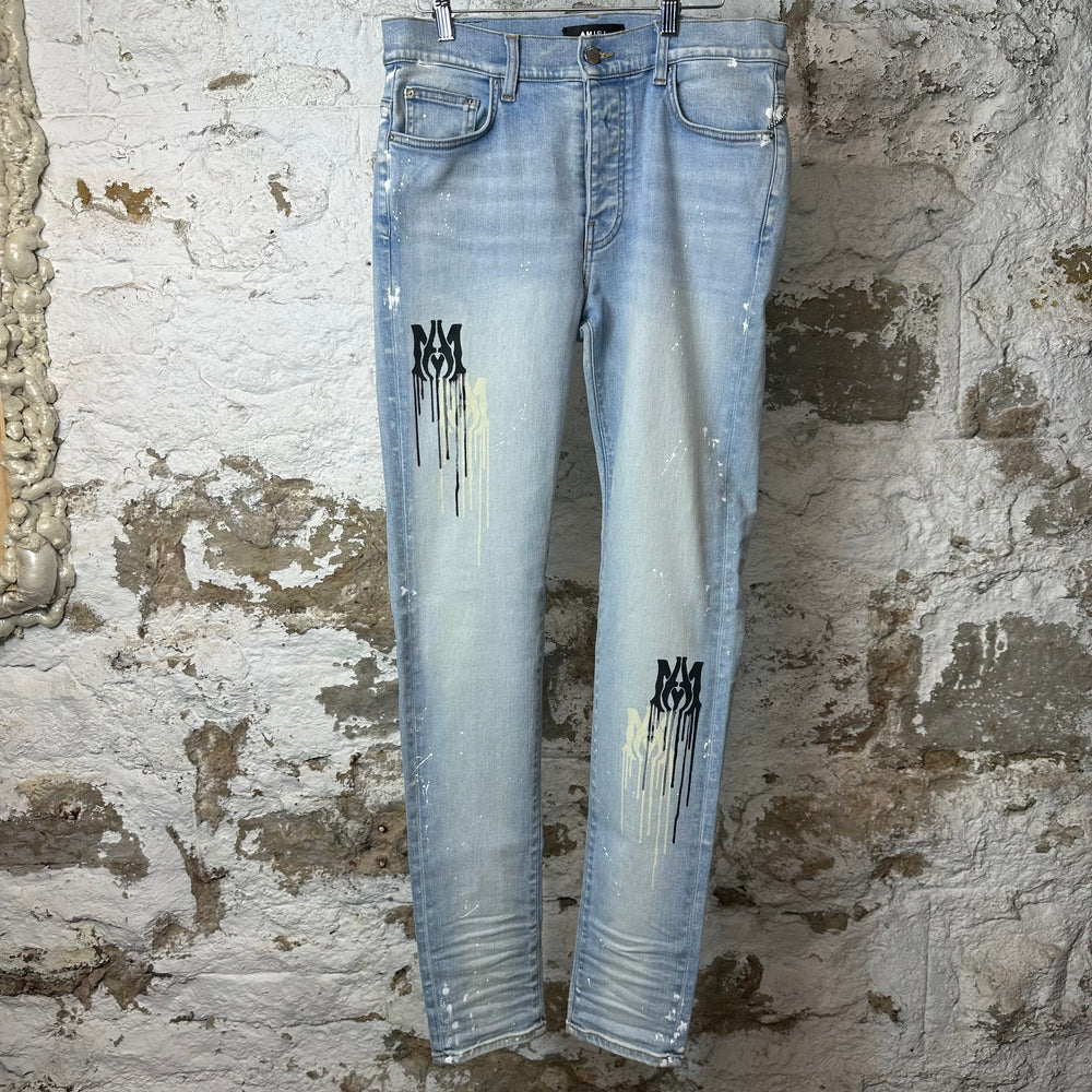 Amiri MA Drip Light Blue Denim Jeans Sz 33