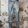 Amiri Black Brown Paisley Flame Blue Denim Jeans Sz 34
