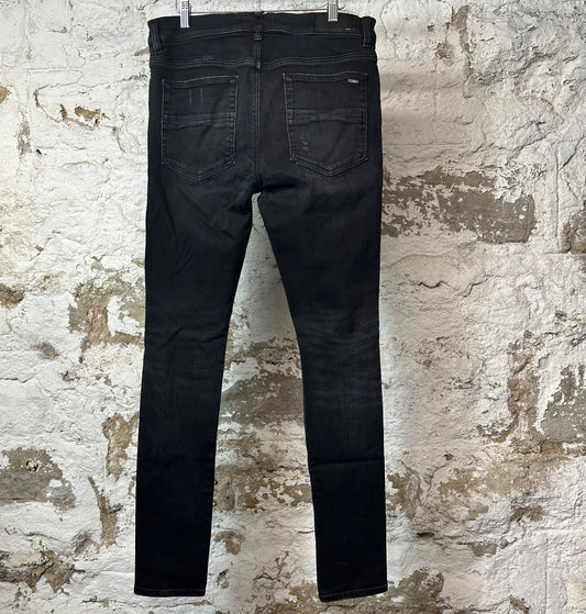 Amiri Distressed Faded Black Denim Jeans Sz 32