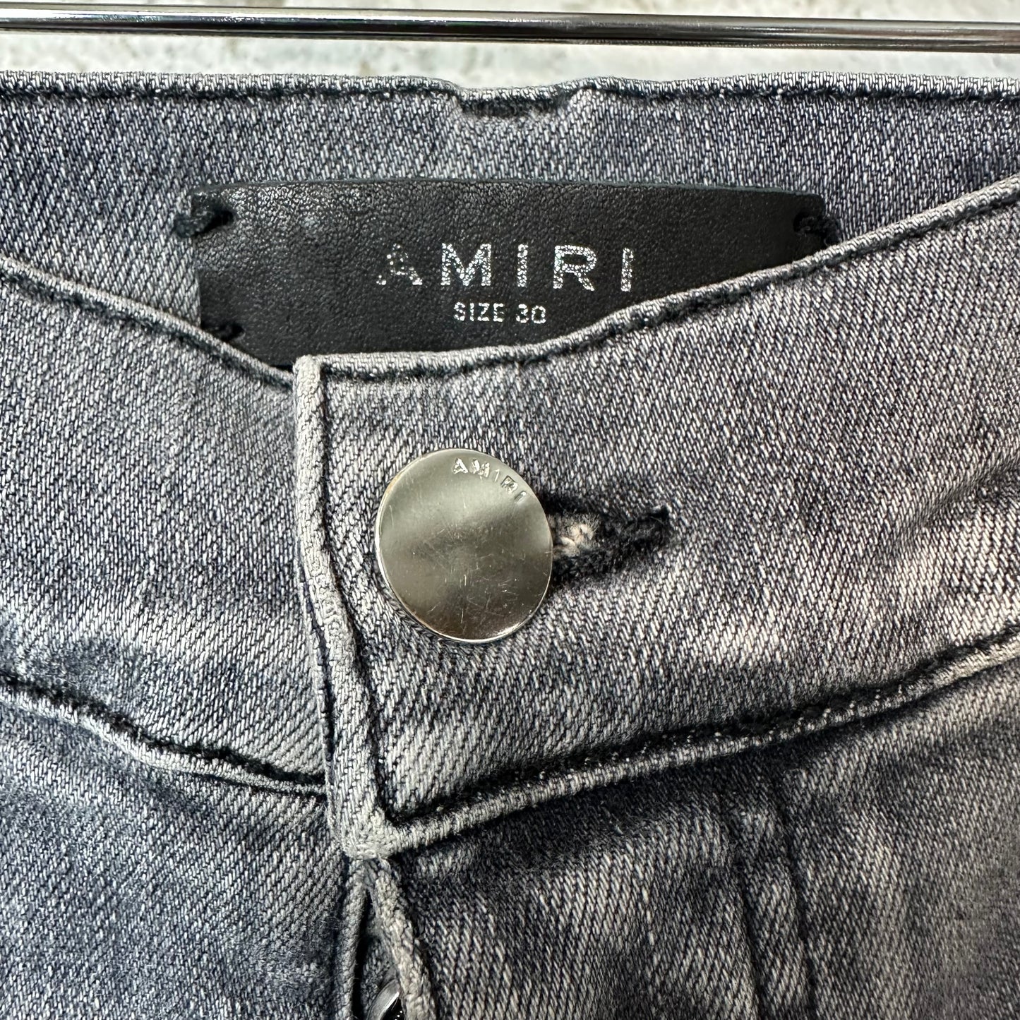 Amiri Army Stencil Grey Denim Jeans Sz 30