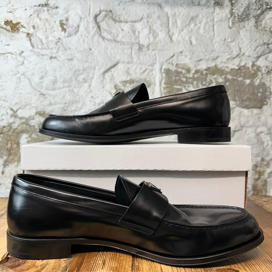 Prada Brushed Leather Black Loafer Sz 13