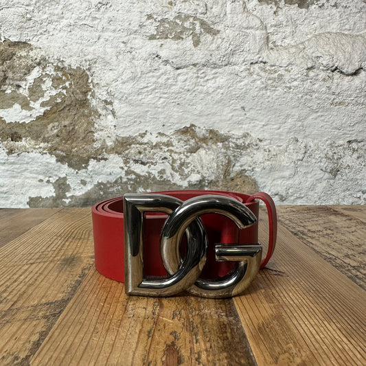 Dolce Gabbana Silver Buckle Red Belt Sz (95)