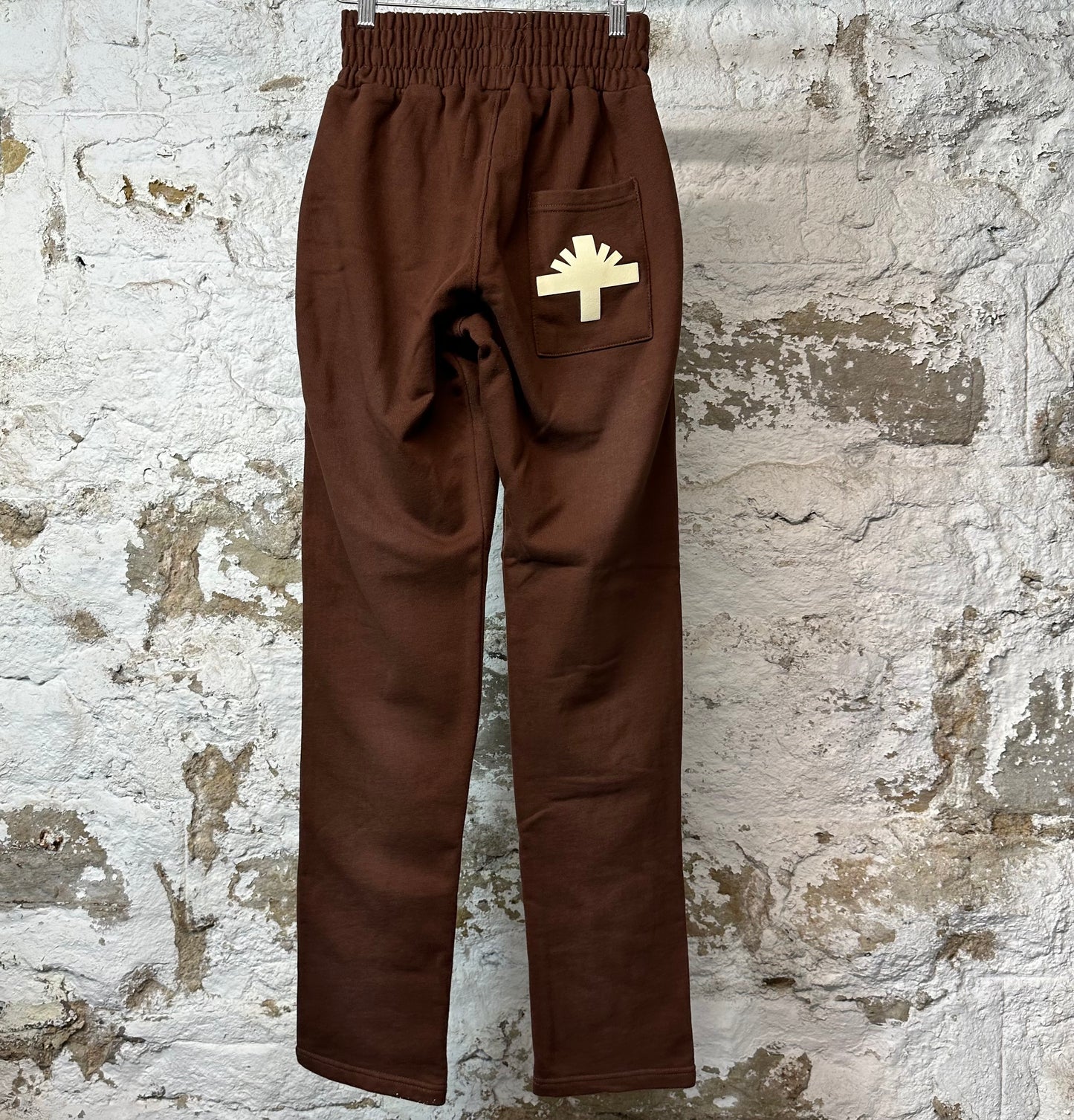 Vertabrae Cream Spellout Sweatpants Brown Sz M