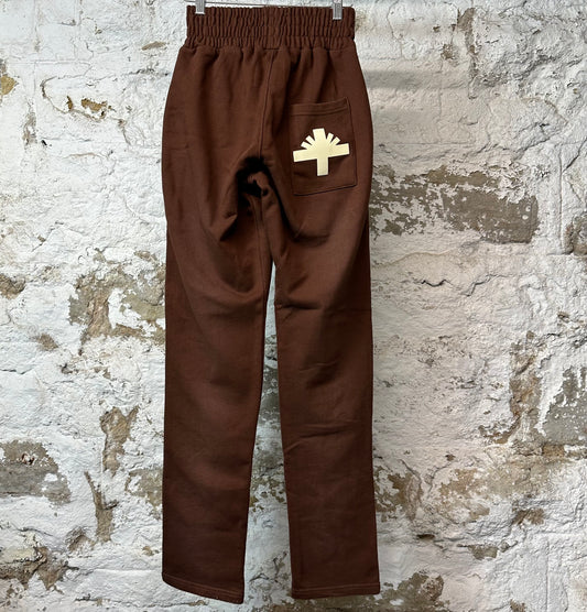 Vertabrae Cream Spellout Sweatpants Brown Sz M