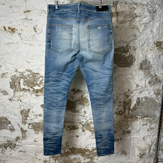 Amiri MX1 Sky Blue Cream Blue Denim Jeans Sz 34
