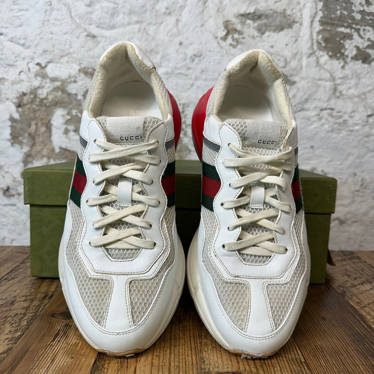Gucci Rhyton White Red Green Sneaker Sz 9