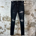 Amiri MX1 Marble Patch Black Denim Jeans Sz 28