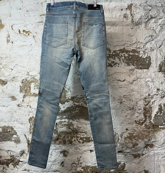 Amiri MX2 Multicolor Flannel Blue Denim Jeans Sz 30
