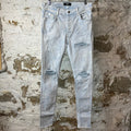 Amiri MX1 Blue Leather Mineral Blue Denim Jeans Sz 32