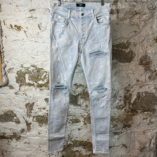 Amiri MX1 Blue Leather Mineral Blue Denim Jeans Sz 32