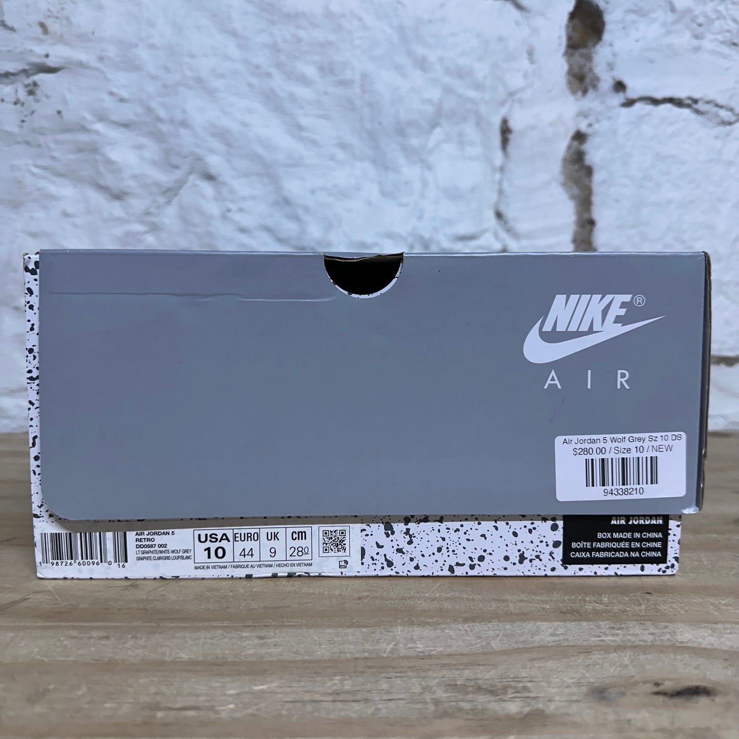 Air Jordan 5 Wolf Grey Sz 10 DS