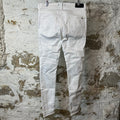 Amiri MX1 White Leather White Denim Jeans Sz 34