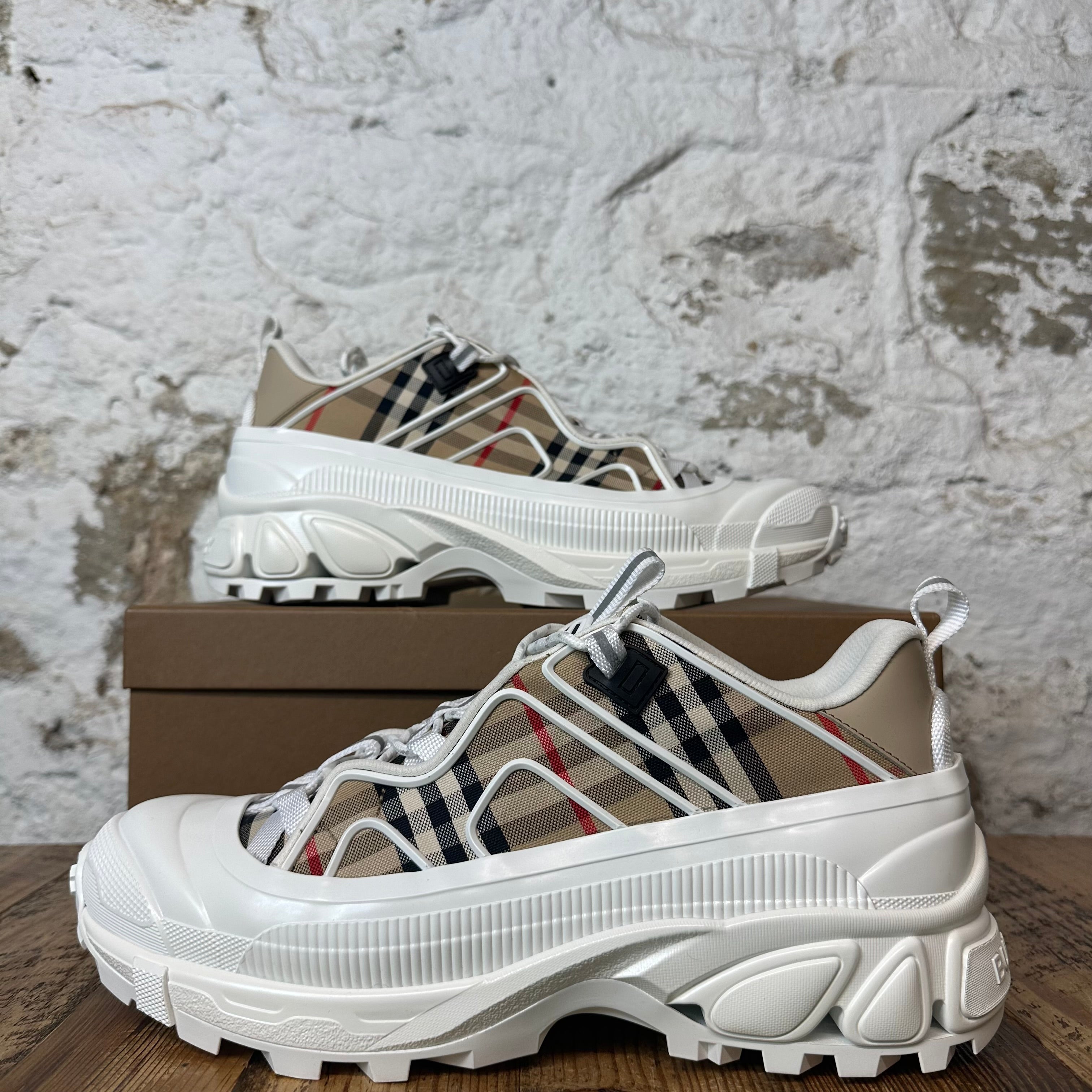 Burberry Arthur Tan Plaid White Sneaker Sz 12 (45) DS