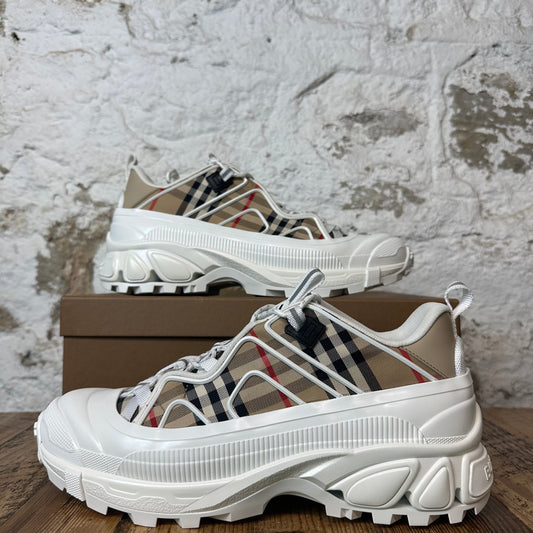 Burberry Arthur Tan Plaid White Sneaker Sz 12 (45) DS