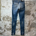 Amiri MX1 Black Leather Dark Blue Denim Jeans Sz 29