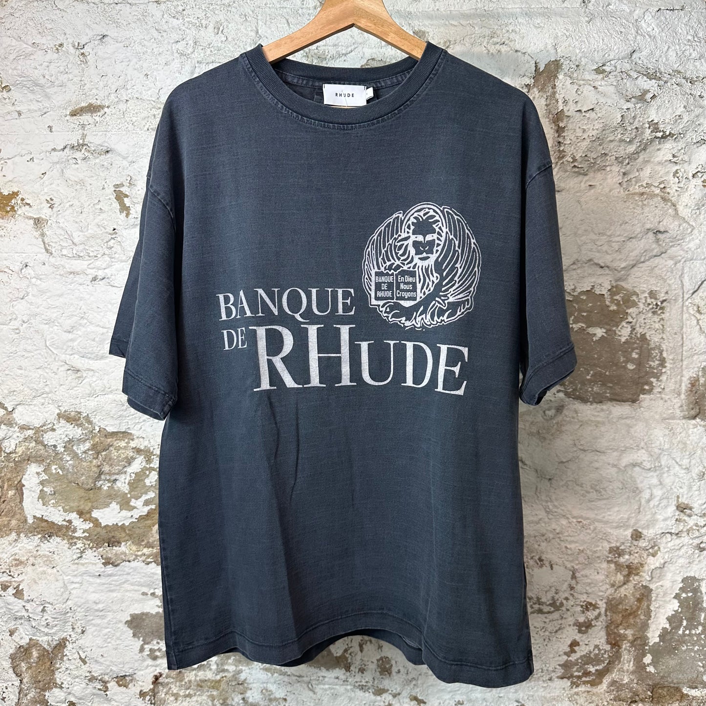 Rhude Banque Faded Black T-Shirt Sz S