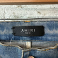Amiri MX1 Orange Paisley Art Patch Blue Denim Jeans Sz 30