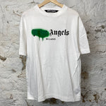 Palm Angels Green Spray White T-shirt Sz L