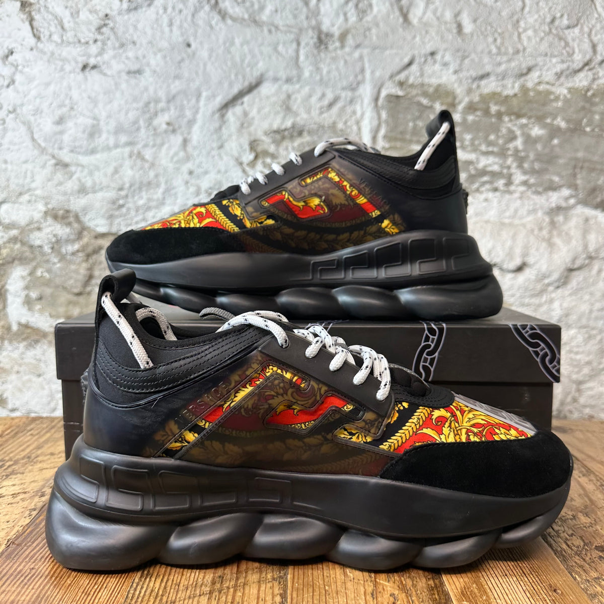 Versace Chain Reaction Barocco Print Black Sneaker Sz 10 (43)