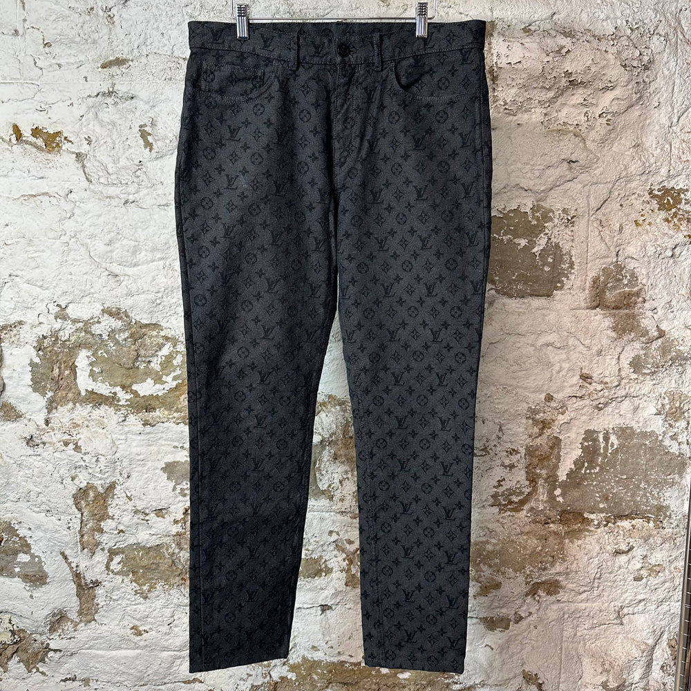 Louis Vuitton NBA Black Monogram Dark Grey Jeans Sz 34
