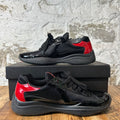 Prada Americas Cup Black Red Patent Black Sneaker Sz 10
