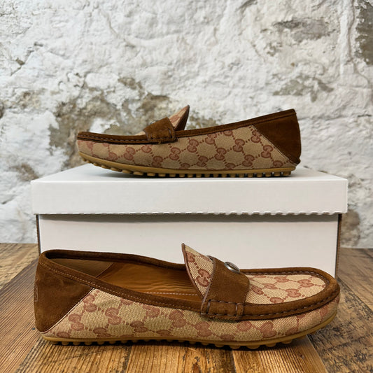 Gucci GG Brown Monogram Canvas Loafer Sz 7.5 No Box